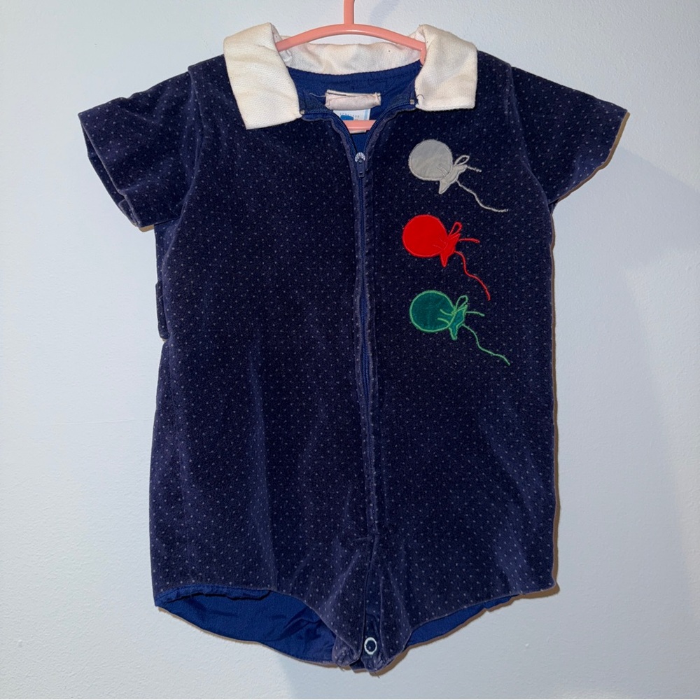 Vintage “Baby Togs” Romper with Mitten Embroidery, 18 Months
